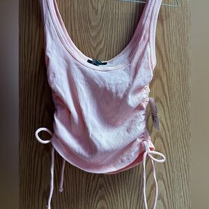 Pink Sleeveless Ruched Top